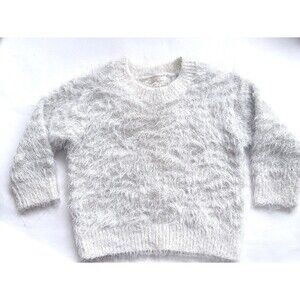 Jessica Simpson Size 24M Toddler Gray and white Fuzzy Sweater girls